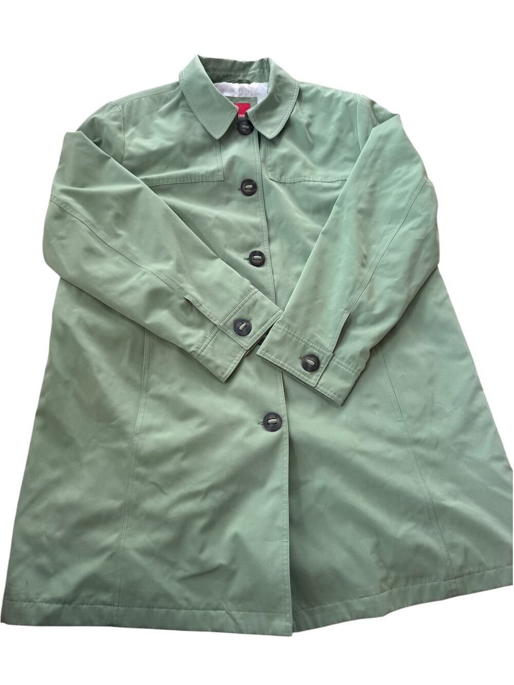 Esprit Women’s Vintage Green Long Raincoat Spring Coat Size 2XL